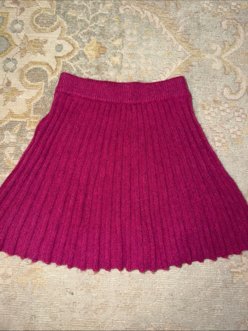 Sincerely Ours Flared Ribbed Knit Circle Skirt in Berry